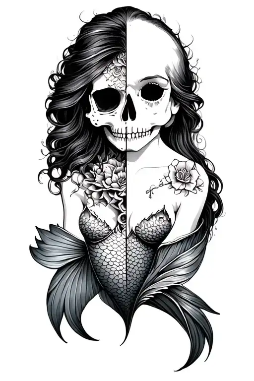 Mermaid With Half Face Half Skull