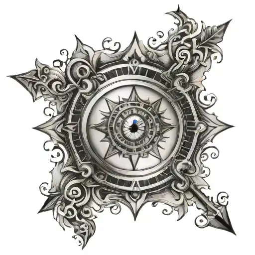 Evil Eye Compass Horizontal Sternum Arrow