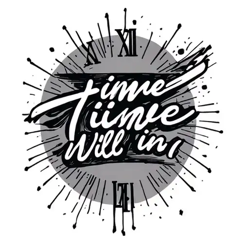 The Saying Time Will Tell In Cursive Minimal One Line