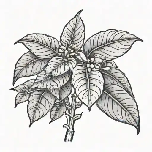 Coffee Plant With Stem And Thin Foliage