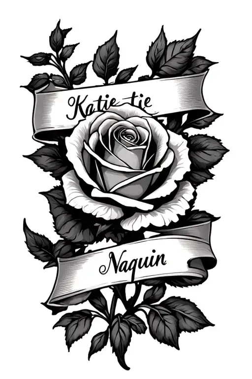 Rose With Banner With The Name Katie Naquin Less Detail