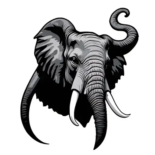 A Semicolon That Is The Outline Of An Elephant Head And Tusk