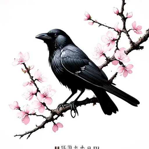 Crow Japanese Cherry Blossom