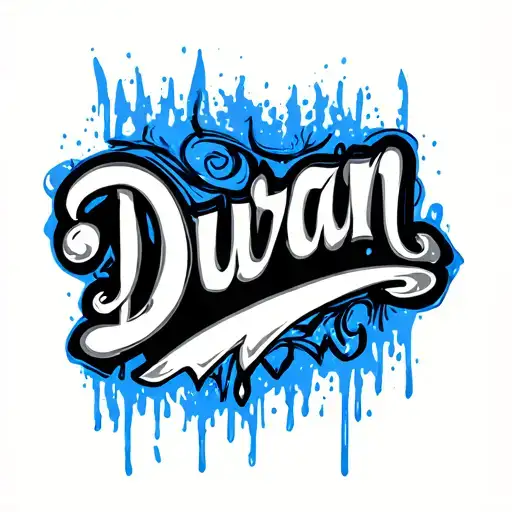 Duran Name With Blue Line And Tear