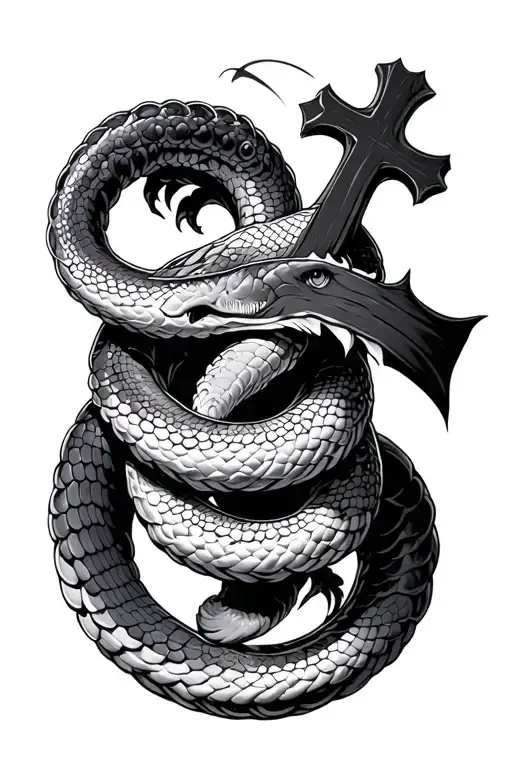 Serpant Wrapped Around Cross