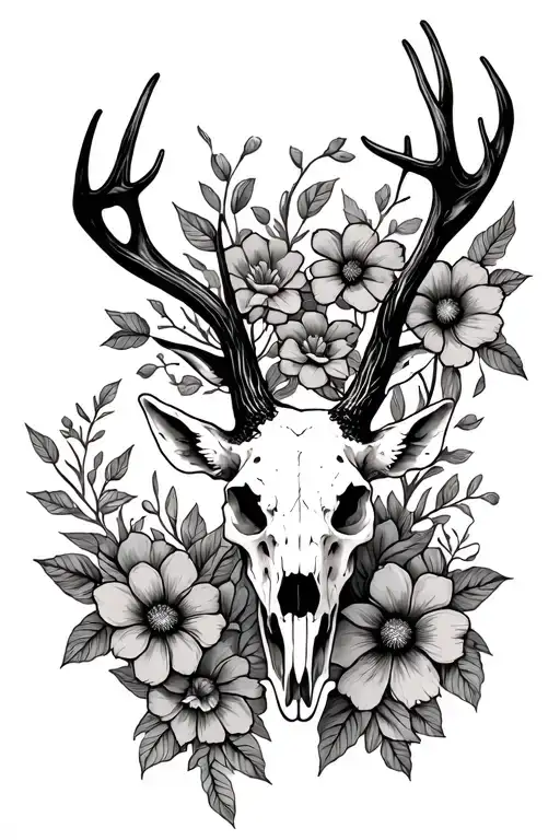 Deer Skull Flowers Growing
