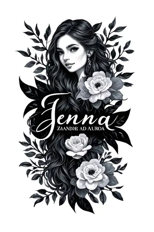 The Name Jenna In Script Branching Out To The Names Zander And Aurora