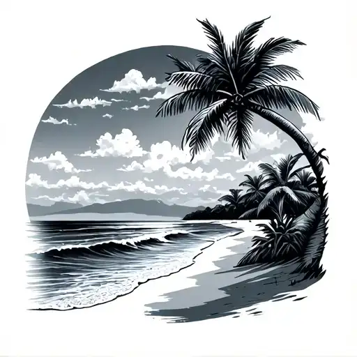 Trip And Beach With Palm