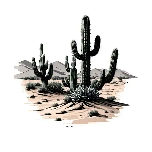 Desert Landscape With Cactus