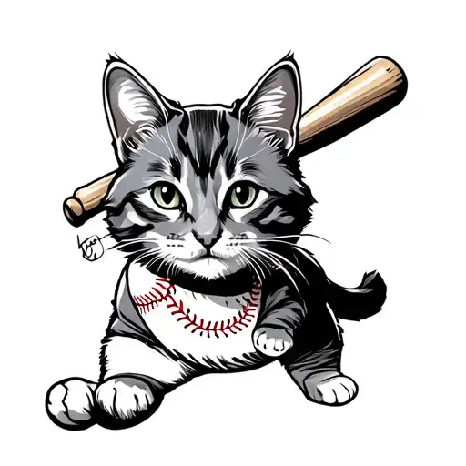 Cat Playing Baseball