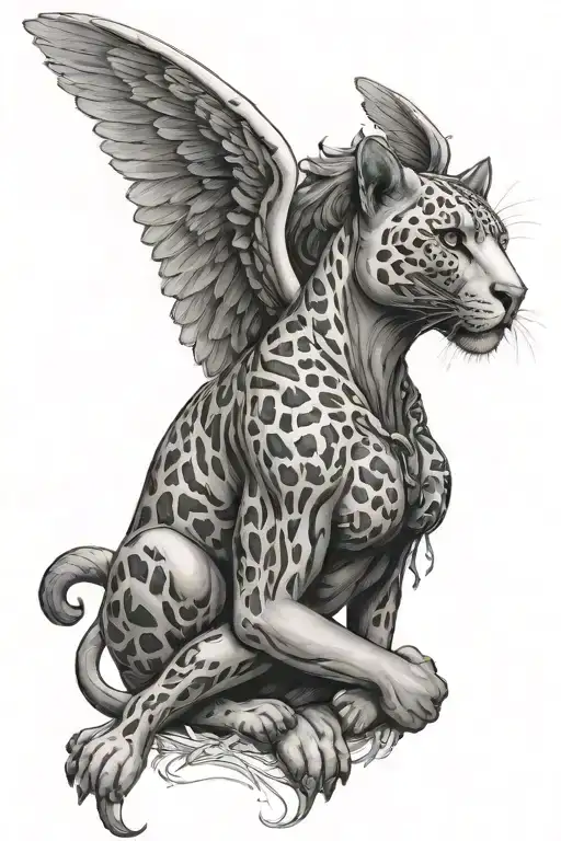 Female Angel Wrapped In A Panther