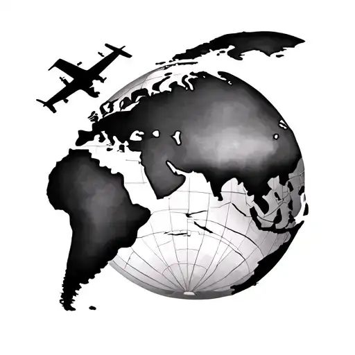 World Map Airplane Flying