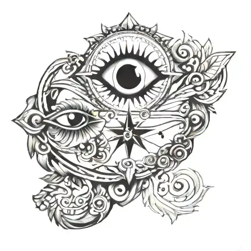 Evil Eye Compass Horizontal Sternum