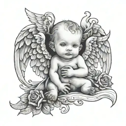 A Baby Angel With Name And Date