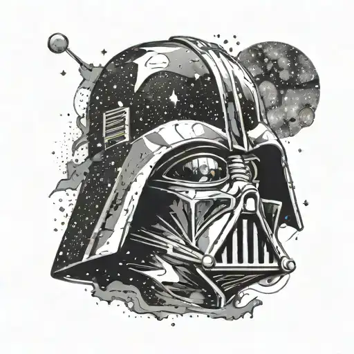 Darth Vader's Helmet Merged With A Galaxy Background