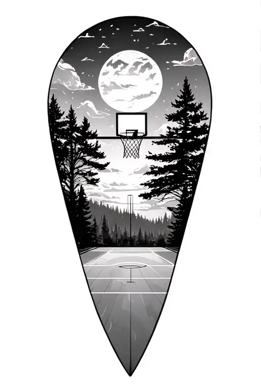 Basketball Court In Nature Scene