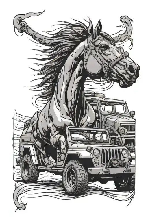 Horse Head And Jeep Wrangler