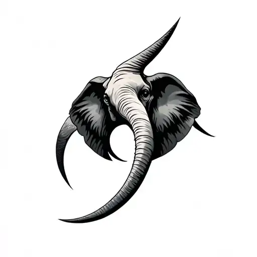 A Semicolon In The Shape Of An Elephant's Head And Tusk