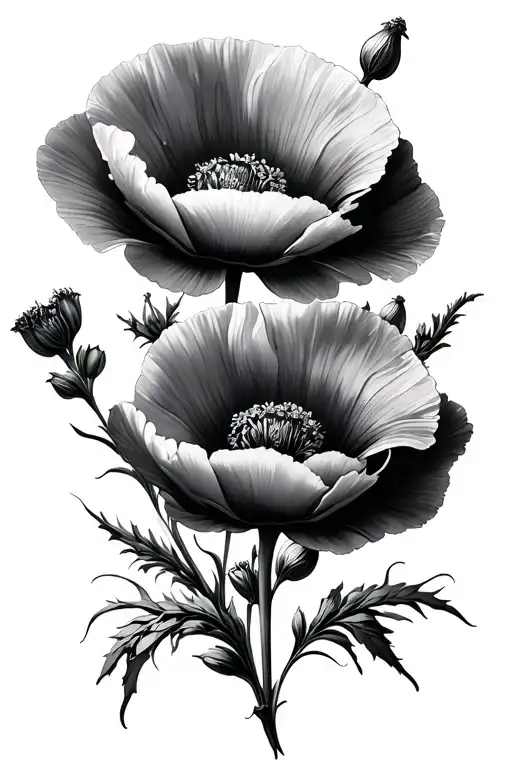 Larkspur And Poppy Flowers