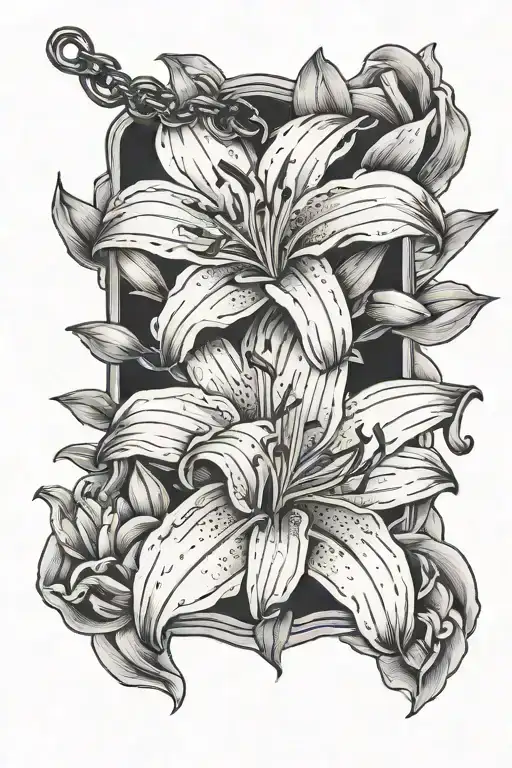 Dog Tag And Lily Flowers