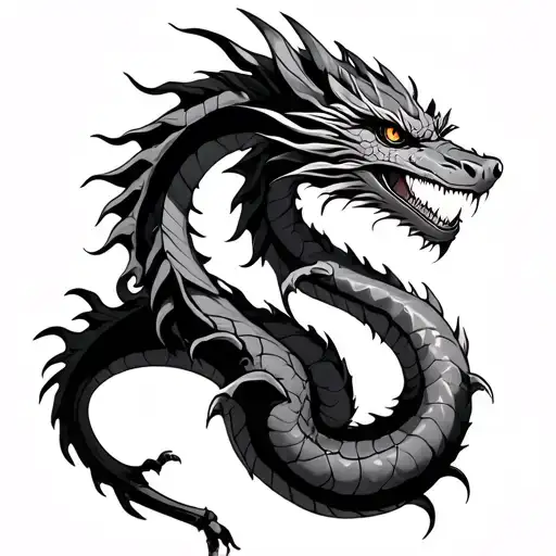 Dragon That Starts At Elbow And Goes Up To Chest