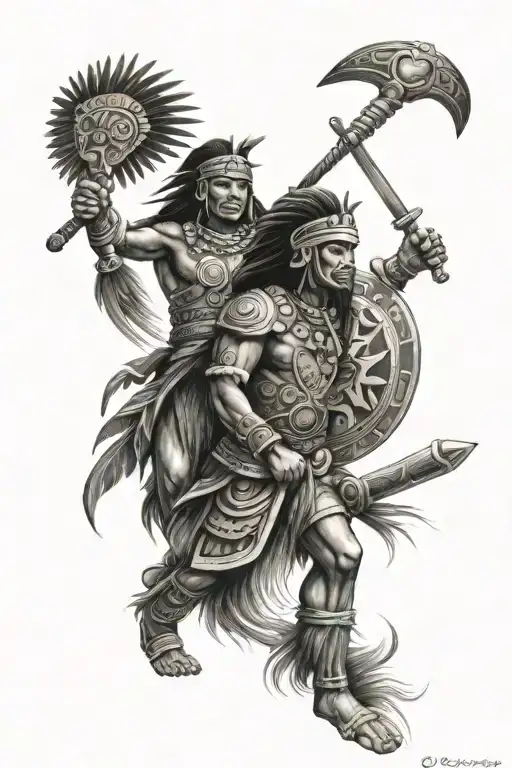 Taino Warrior And Aztec Warrior