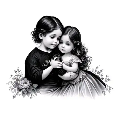 Mother Child Tattoo Girl 2 Years Boy 5 Years Husband