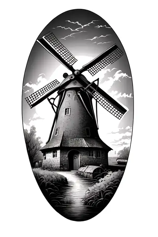 Goth Scene With Windmill Dutch Style