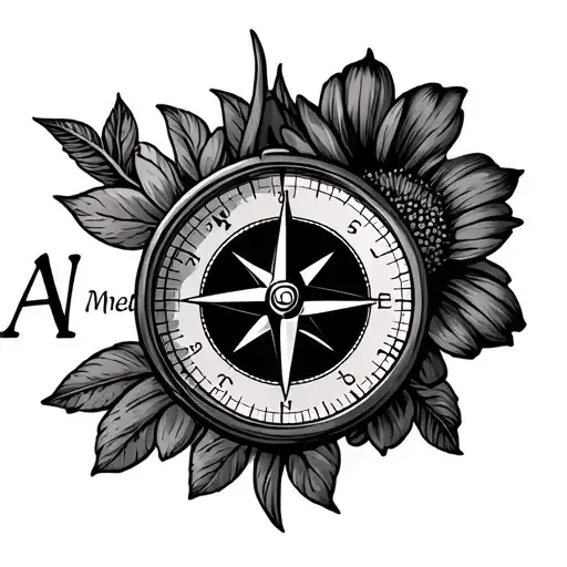 A Compass With The Name Amelia And A Dasiy Flower