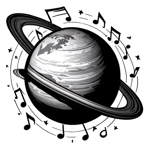 Planet With Music Notes As The Ring Around The Planet
