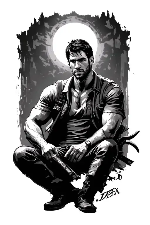 Sic Parvis Magna Nathan Drake Sitting