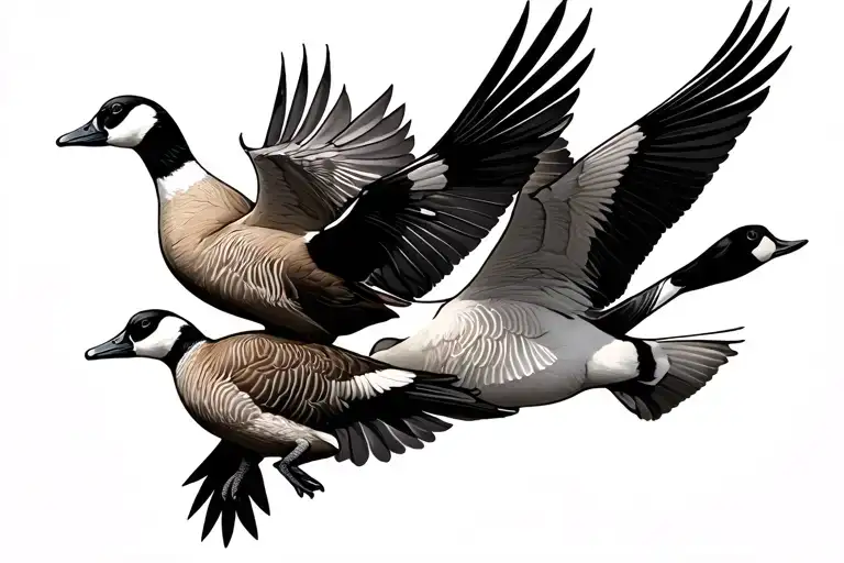 Geese Flying Up And Across Hip