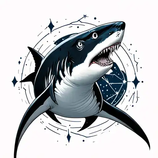 Hammerhead Shark With Leo Constellation