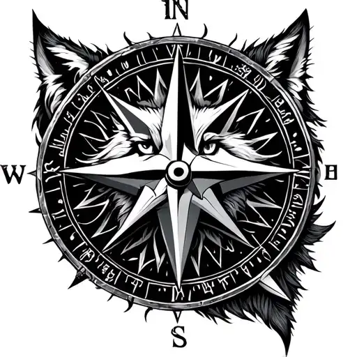 Vegvisir Viking Compass With Wolf