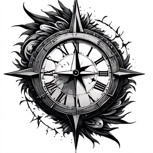 Half Clock With Distorted Half Compass