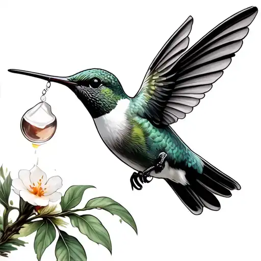 Hummingbird Feeding On Nectar