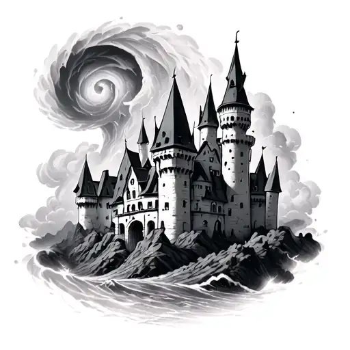 Beautiful Castle In A Tornado