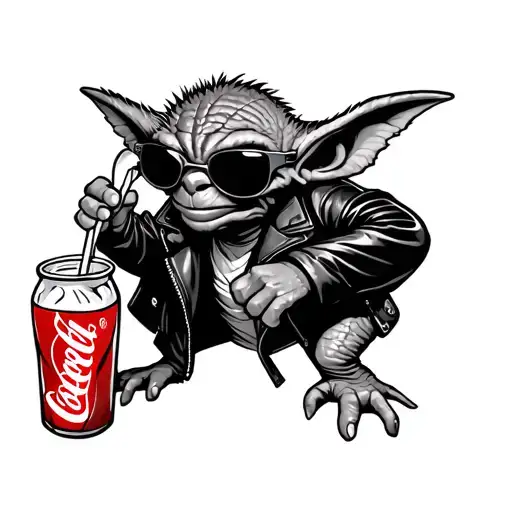 Gremlin Wearing Sunglasses And A Leather Jacket Drinking A Mexican Coke Through A Straw