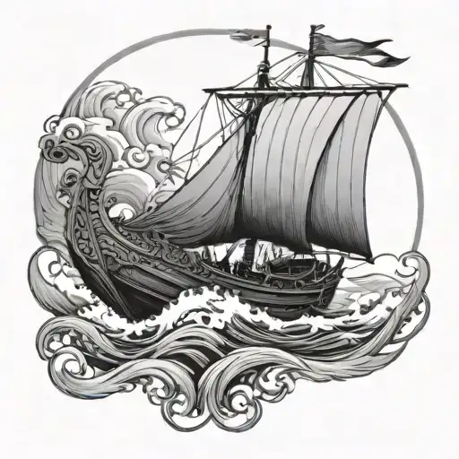 Viking Ship In Ocean