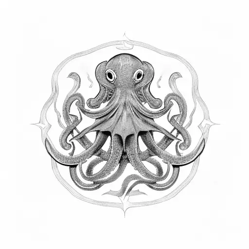 Intricate Black-grey Octopus Engulfing A Gemini Symbol