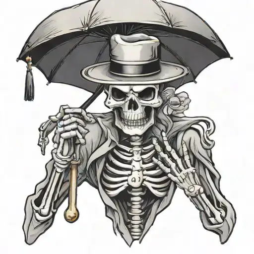 Skeleton Holding Umbrella For Human