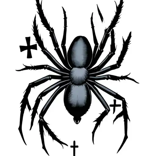A Tattoo A A Blackwidow Spider And 2 Crosses Arm Half Sleeve