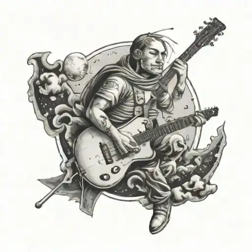 Man On The Moon Playing Guitar