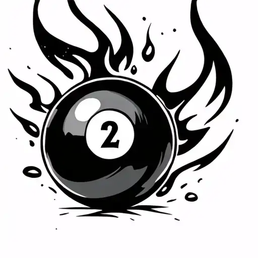 21 Pool Ball On Fire