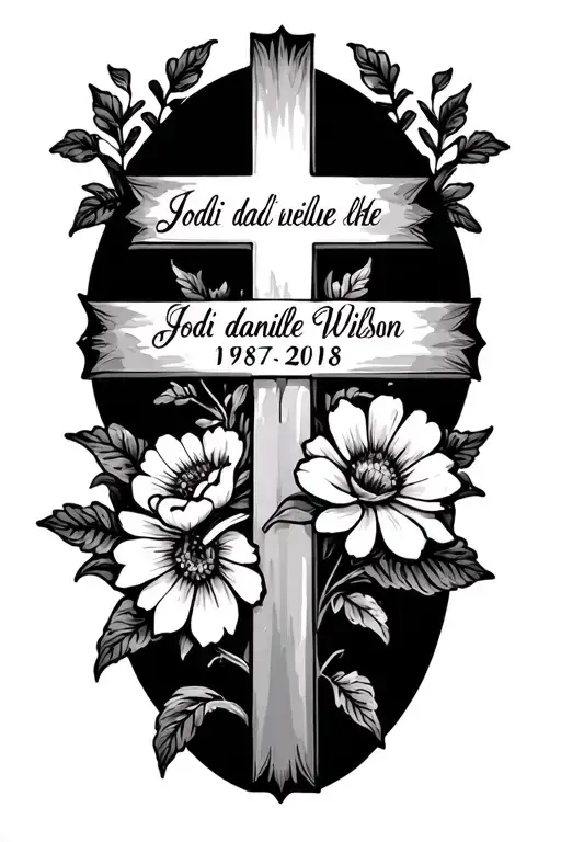 Cross With Flowers Intertwined With Jodi Danielle Wilson Written With The Date 1987-2018
