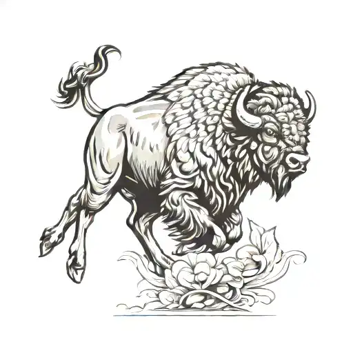 Bison Running With Shamrock Worked In