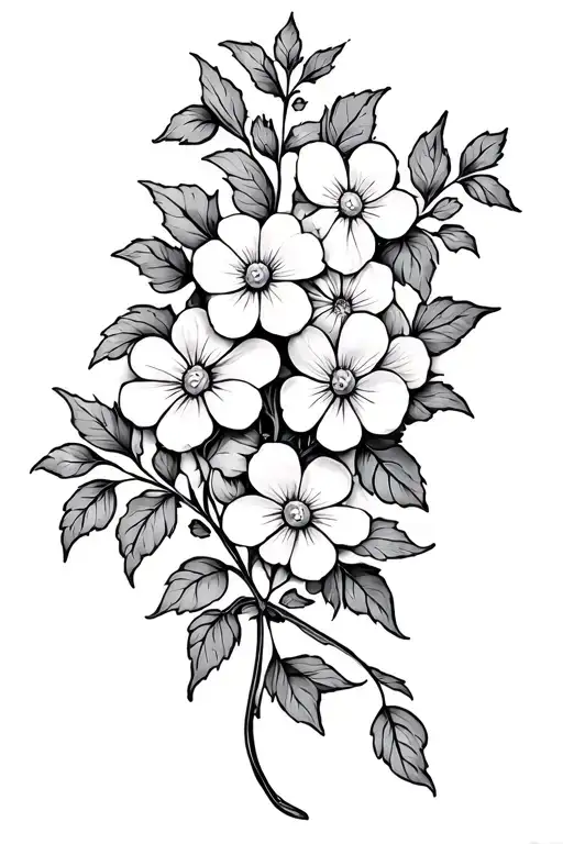 Forget Me Not Vine Flower Vertical Tattoo Going Down Back