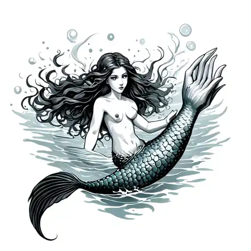 The Mermaid Swims A Hand