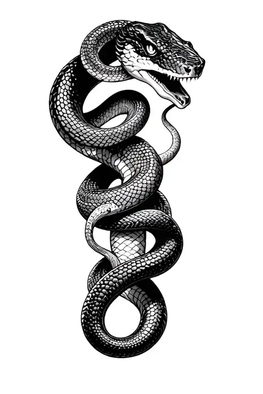 Snake Wrapped Around With Symbols For Growth And Change