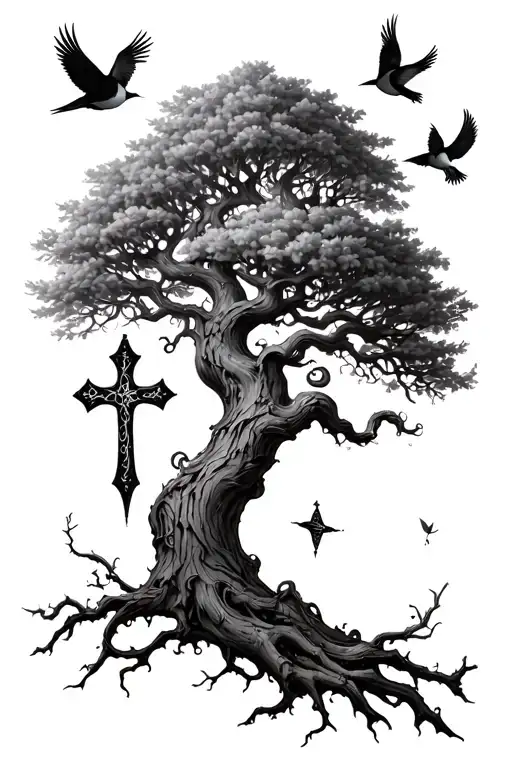 Poison Tree With Cross And Birds